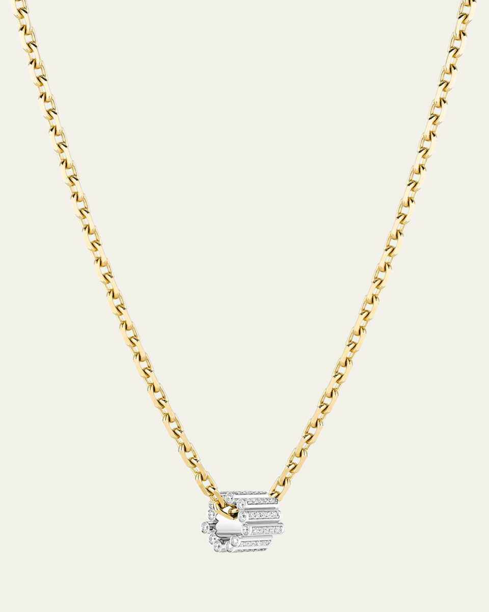 18K White Gold Edge Pave Diamond Pendant